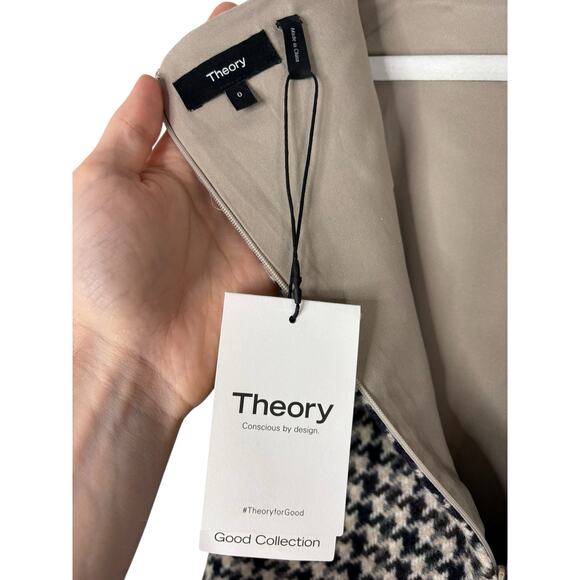 Theory High Square Neck Mini Dress 100% Wool Houndstooth Preppy Chic Office Sz 0 - Picture 8 of 10